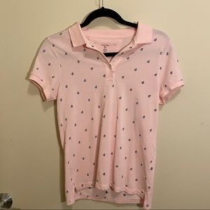JCrew nautical anchor embroidered polo sz small
